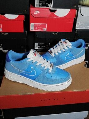 NIKE AIR FORCE 1 PREMIUM WHITE-UNIVERSITY BLUE WOMEN SZ 7.5 GREAT COND